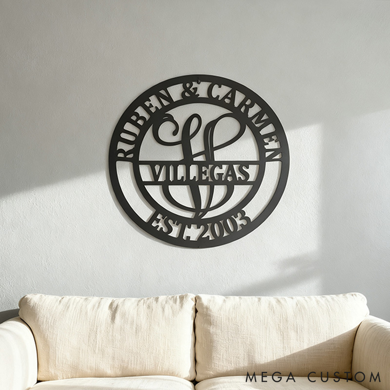 Personalized Couple Name Metal Monogram Sign or Ornament Custom Last Name Sign Couple Wedding Gift Newlyweds Holiday Gift Anniversary Gift