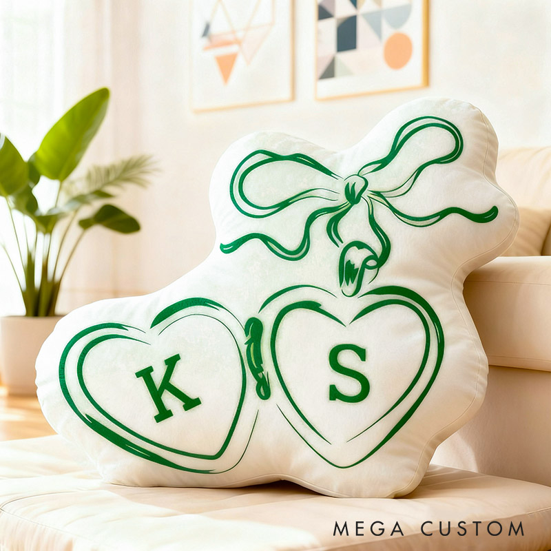 Personalized Couple Bow Locked Initials Pillow Custom Wife Husband Pillow Newlyweds Wedding Sentimental Cushion First Christmas Married Gift