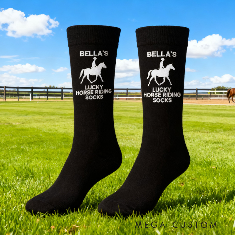 Personalized Lucky Horse Riding Socks Horse Riding Gift for Her Gift for Rider Equestrian Riding Lovers
