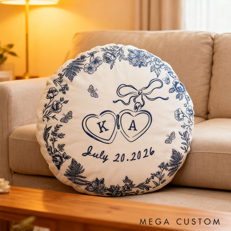 Personalized Couple Bow Locked Initials and date Pillow Custom Wife Husband Pillow Newlyweds Wedding Sentimental Cushion First Christmas Married Gift