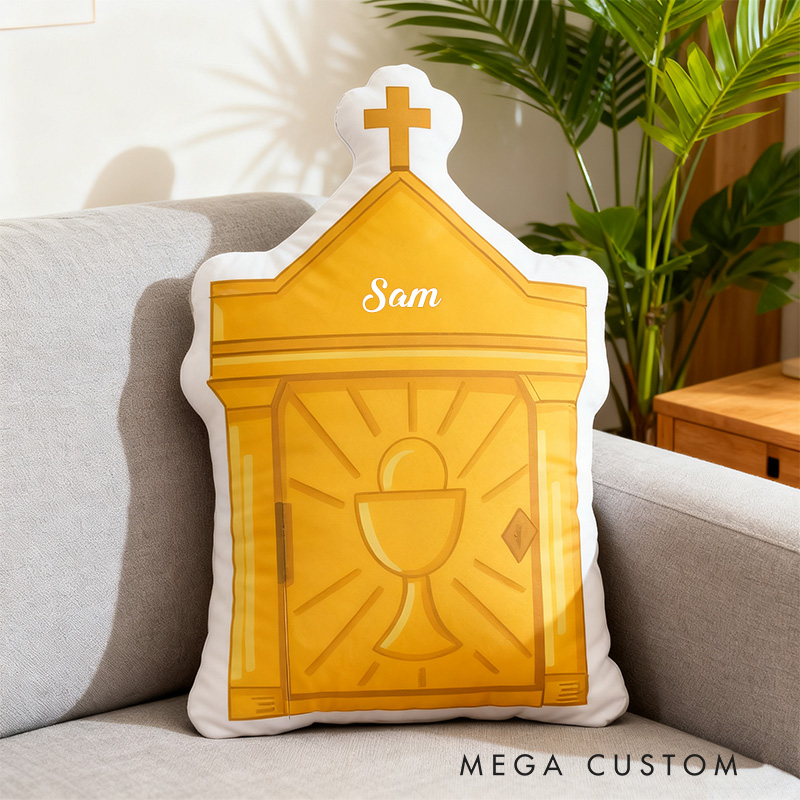 Personalized Tabernacle Pillow with Custom Name Home Decor Religious Pillow Catholic Gift Faith Gift Mass Pillow