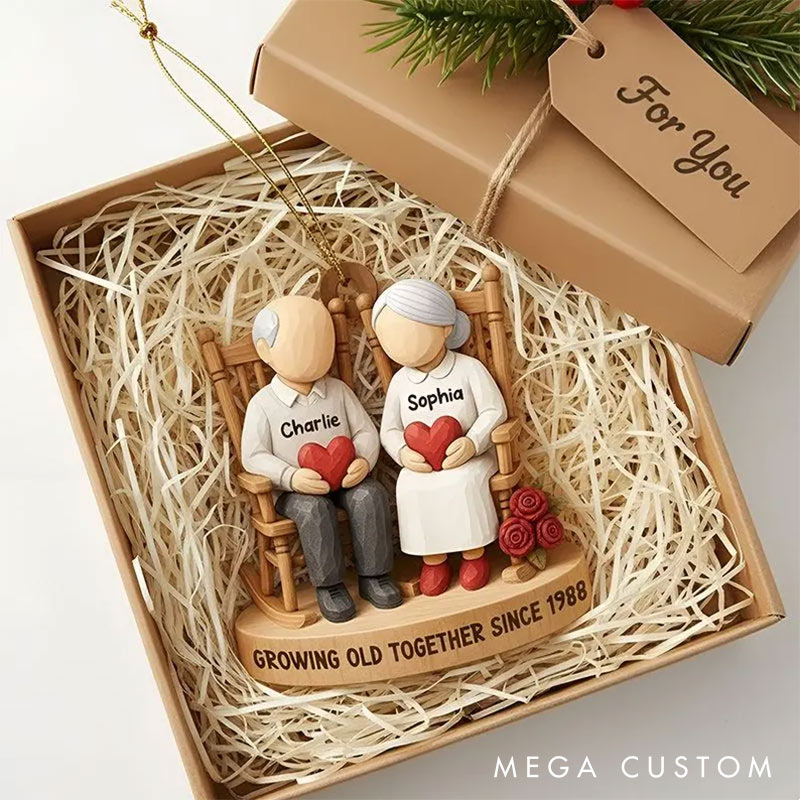 Personalized Heart Couple Growing Old Together since Ornament Chrismas Tree Decoration with Names Chrismas Gift for Husband Wife