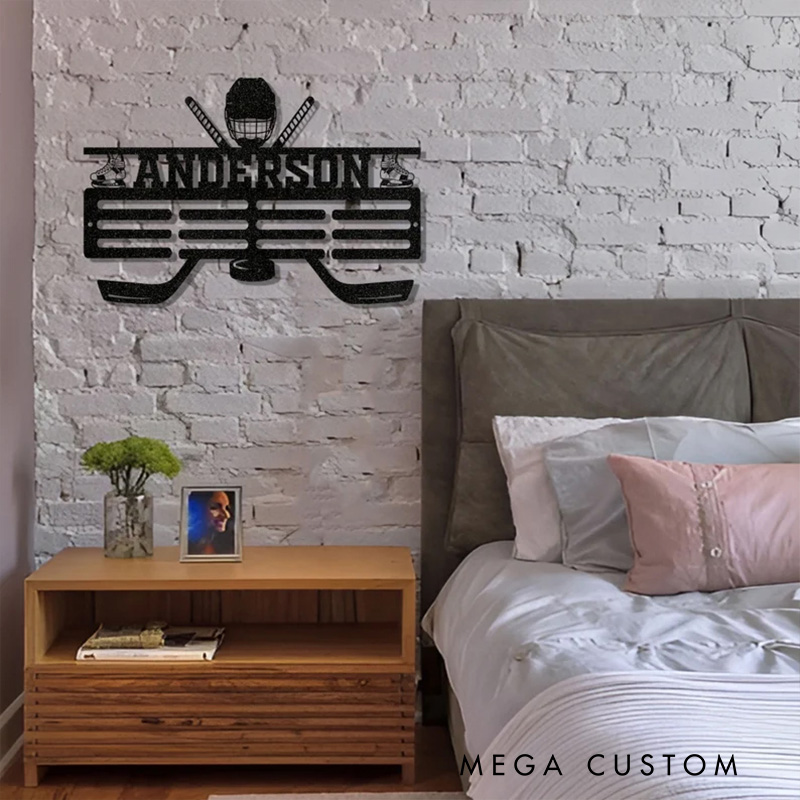Personalized Hockey Player Metal Wall Art with Custom Name for Kids Room Metal Decor