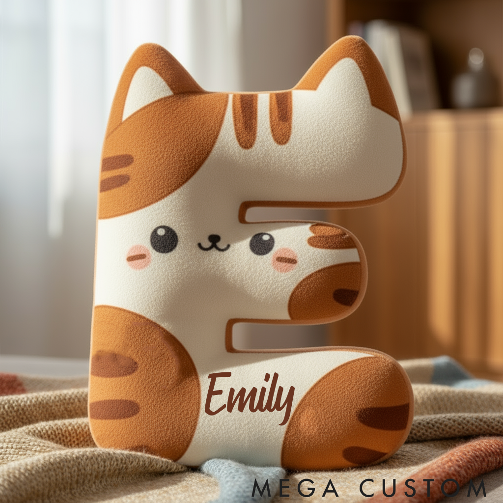 Personalized Cat Lover Cat Letter Pillow Graphic 3D Print Pillow