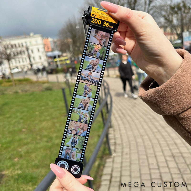 Personalized Photo Keychain Film Roll Custom Camera Roll Keyring with Couple Photo Anniversary Gift for Him Her Valentine's Day gift