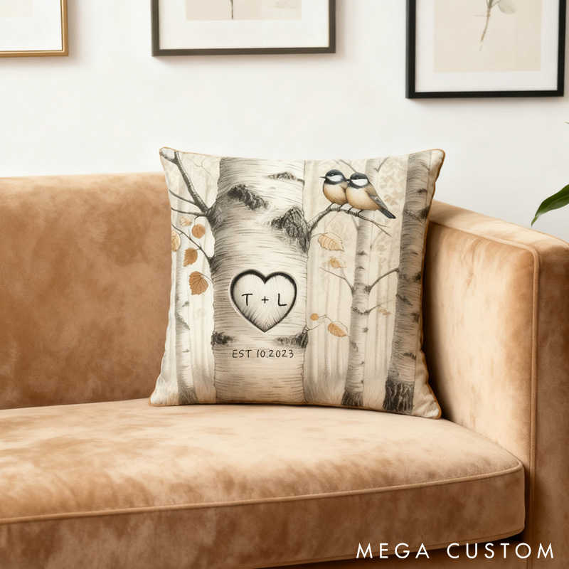 Personalized Couple Bird Pillow Couple Anniversary Lovebird Pillow Newlywed Gift Home Decor Pillow Couple Xmas Gift for Wife Girlfriend