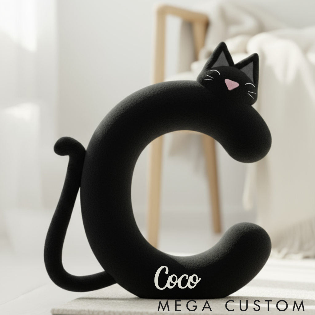 Personalized Cat Lover Cute Letter Pillow Graphic 3D Print Pillow