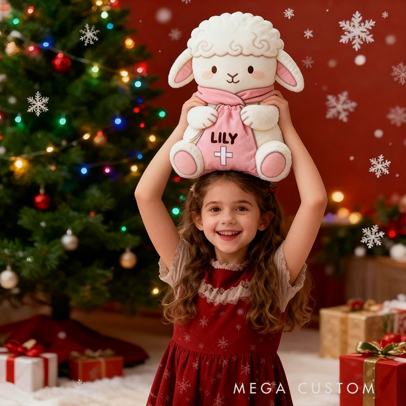 Personalized Jesus Loves me Little Lamb Graphic 3D Print Pillow with Name Home Decor Christian Pillow Religious Gift Faith Pillow for Girls