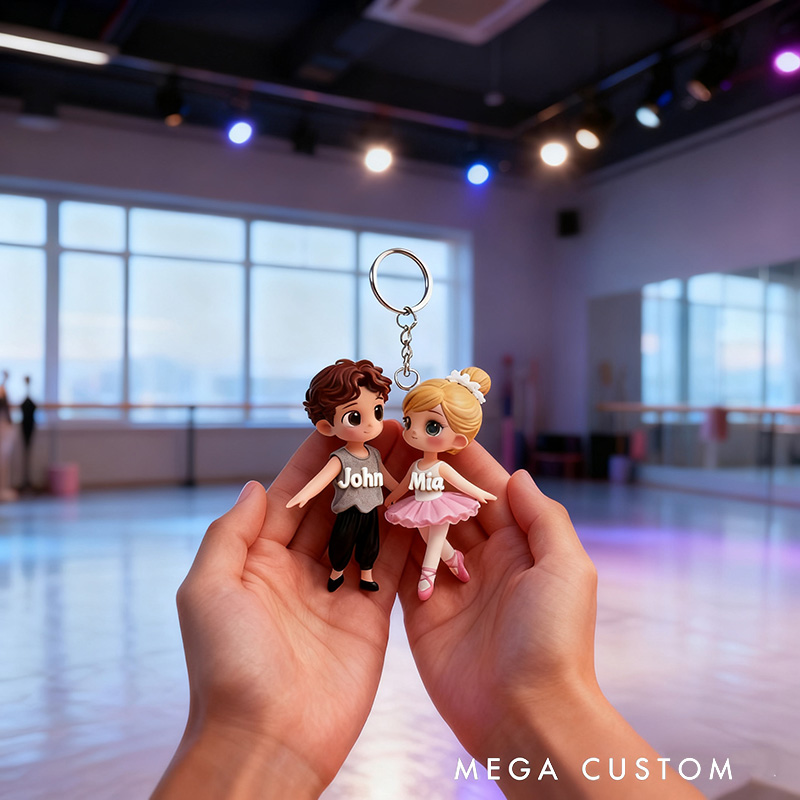 Personalized Ballet and Modern Dance Couple Acrylic Keychains with Your Name Hair Color and Skin Tone Unique Gift for Dancer on Valentine's Day Birthday Christmas Anniversary