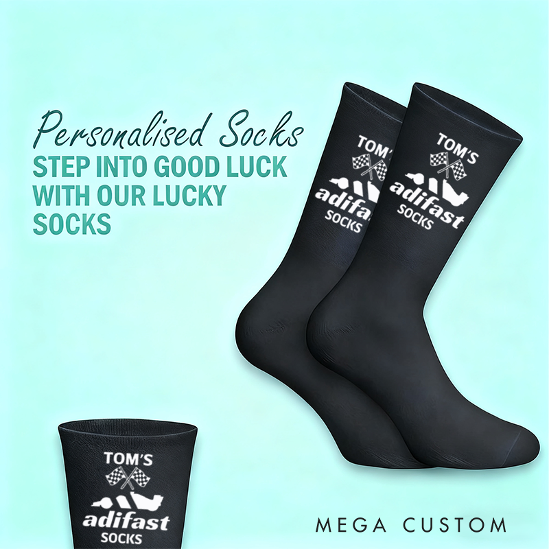 Personalized Adifast Socks with Custom Name Design Gift for Racers and Racing Lovers