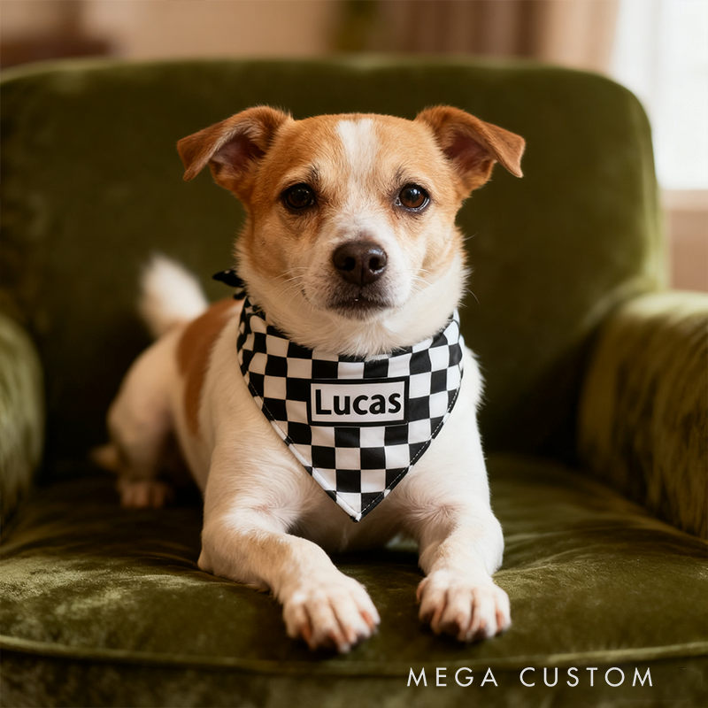 Personalized Checkered Bandana Custom Name Design Unique Gift for Racers and Racing Lovers