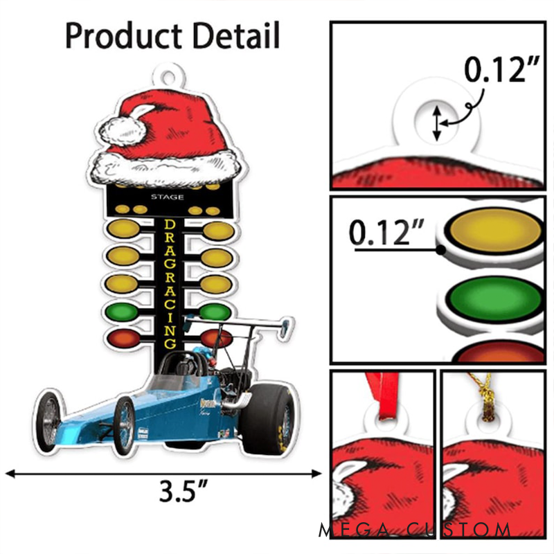 Personalized Drag Racing Tree Ornament Custom Photo Christmas Decoration Acrylic Holiday Gift for Car Lovers and Racers