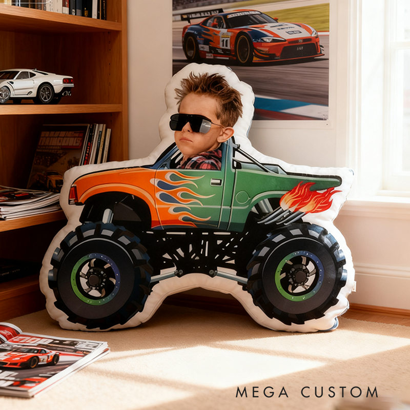 Personalized Custom Photo Racing Style Pillow 3D Graphic Print Car Shaped Cushion Gift for Racers and Car Lovers