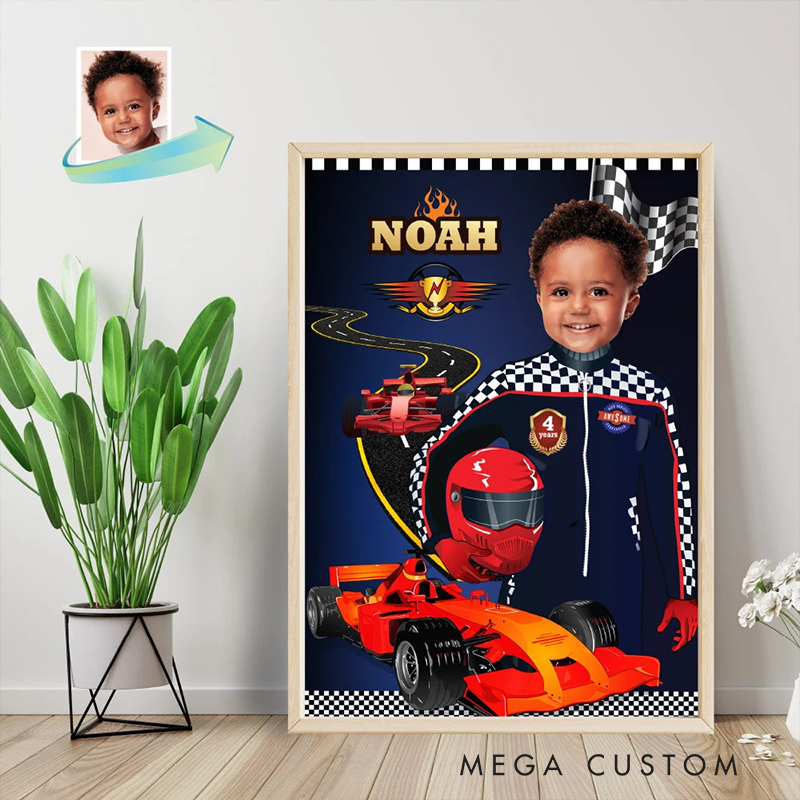 Personalized Racer Watercolor Portrait Custom Artwork from Photo Modern Auto Art Print for Racers and Car Lovers