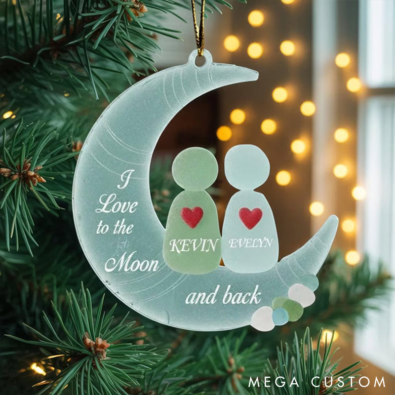 [Copy]Personalized Sea Glass-Style Couple Chrismas 2D Flag Couple Swing Design Ornament Chrismas Decoration with Names Chrismas Gift for Husband Wife