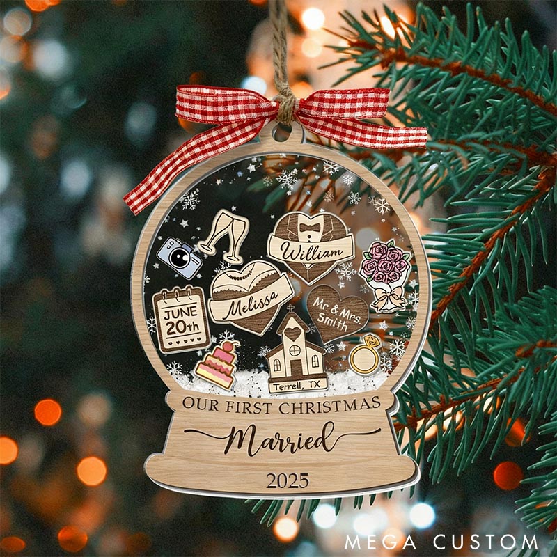 Personalized Our First Christmas as Mr and Mrs Shaker Christmas Ornament Newlyweds Couple Wedding Married Xmas Ornament Christmas Gift for Him Her