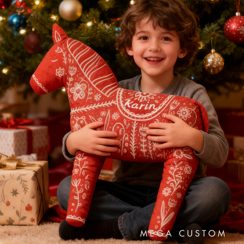 Personalized Equestrian Graphic 3D Print Pillow Red Xmas Horse for Riding Enthusiasts Horse Lovers Rider Racing Soft and Funny Home Decor