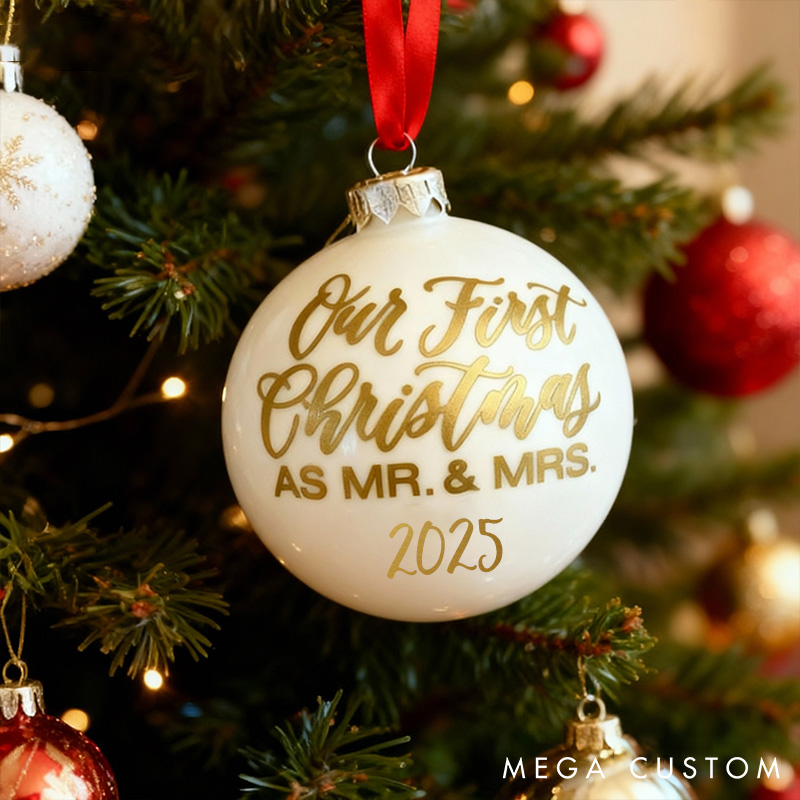 Personalized Couple Wedding Ornament Our First Christmas Bulb Ball Newlywed Xmas Gift Ball Couple Christmas Decor