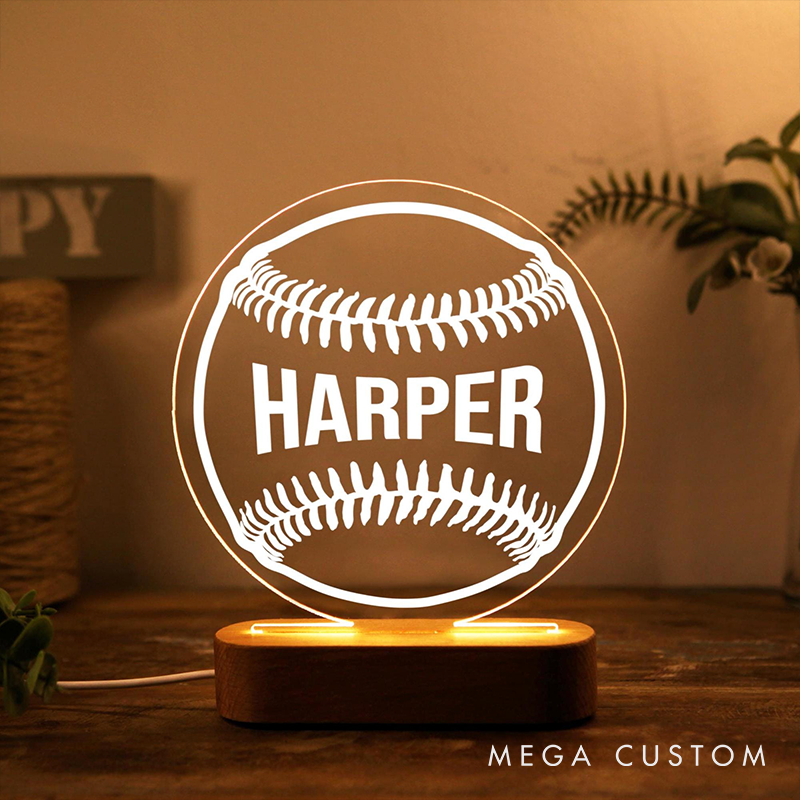 [Copy]Personalized Baseball LED Night Light with Custom Name and Glove Design
