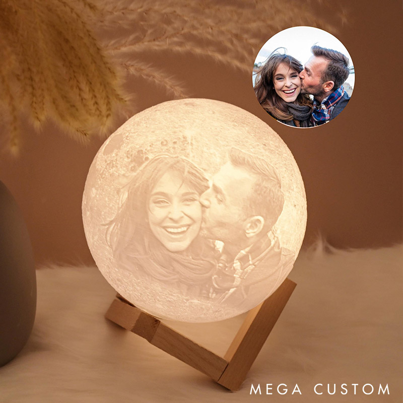 Personalized Couple Photo Moon Night Light Custom Moon Touch Lamp form Your Own Picture 3D Printed Lunar Led Table Lamp Anniversary Christmas Gift