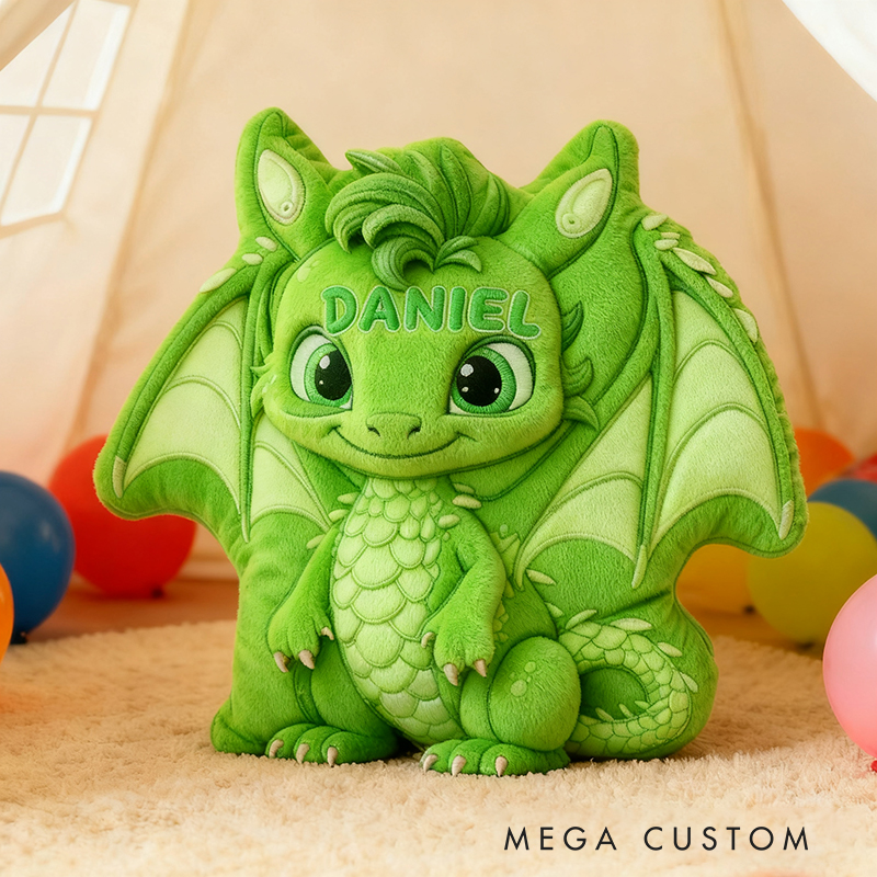 Personalized Cute Little Dinosaur with Name Graphic 3D Print Pillow Christmas Gift for Kids Birthday Gift