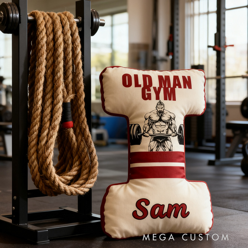 Personalized Old Man Gym Letter Pillow Graphic 3D Print Funny Letter Pillow Custom Name Pillow Comfortable Christmas Decor for Gym Lovers