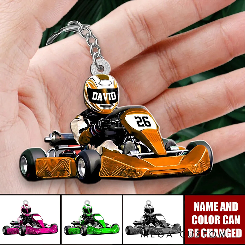 Personalized Racing Car Keychian Custom Acrylic Racer with Name and Number Design Keychain Unique Gift for Racers and Racing Lovers