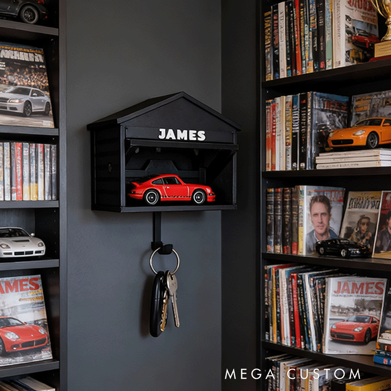 Personalized Car Garage Key Holder Custom Name Key Hook Unique Gift for Racers and Car Lovers