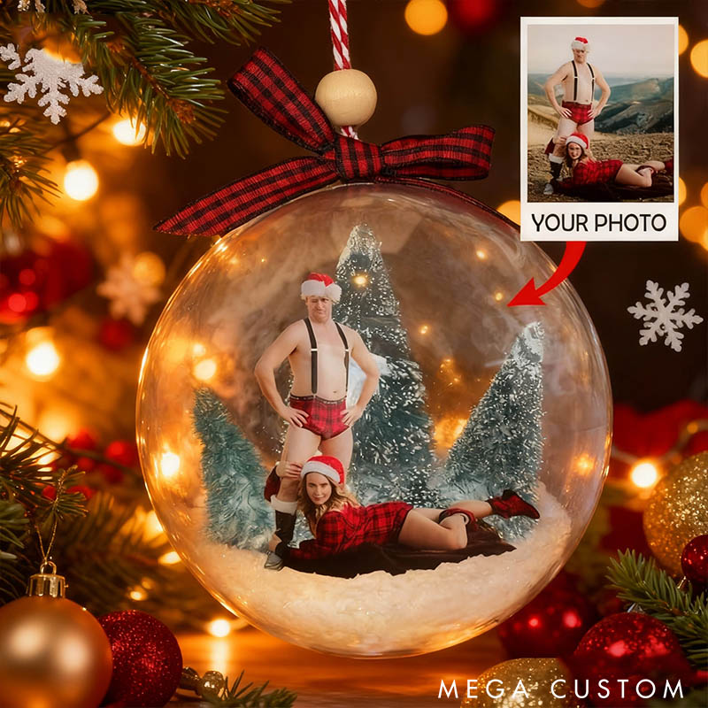 Personalized Couple 3D Photo Acrylic Ball Christmas Ornament Custom Snow Globe Xmas Ball Ornament from Your Own Picture Our First Christmas Gift