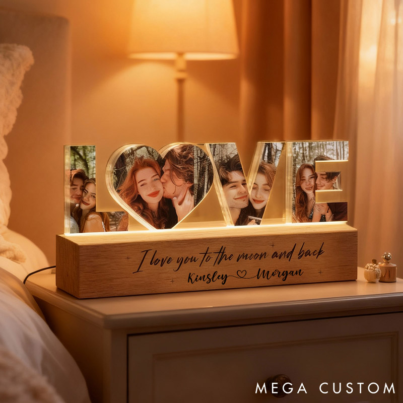 Personalized Couple Photo LOVE Collage Night Light Custom Night Lamp from Your Own Picture First Christmas Gift for Girlfriend Valentine's Day Gift