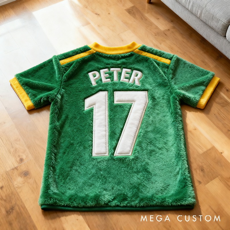 Personalized Soccer Jersey Rug with Custom Name and Number for Fans and Players