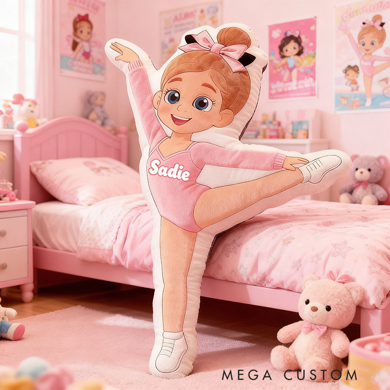 Personalized Gymnastics Pillow with Your Name Soft Stuffed Toy for Kids Unique Decorative Cushion for Girls' Room