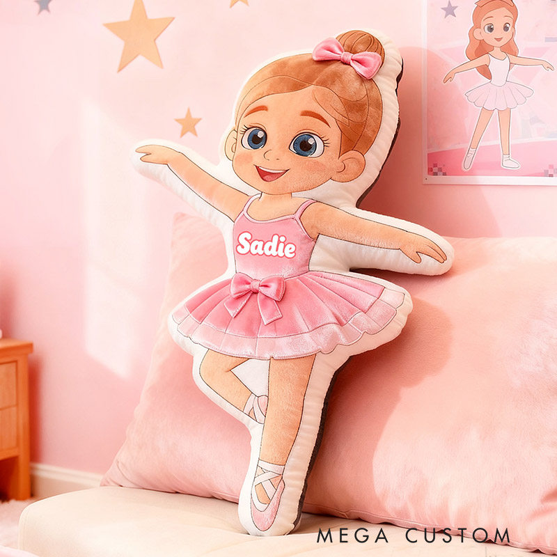 Personalized Ballet Dancers Pillow with Your Name Soft Stuffed Toy for Kids Unique Decorative Cushion for Girls' Room and Dance Studio