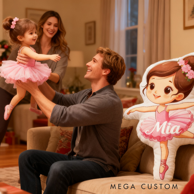 Personalized Ballet Girl Pillow with Your Name Soft Stuffed Toy for Kids Unique Decorative Cushion for Girls' Room and Dance Studio