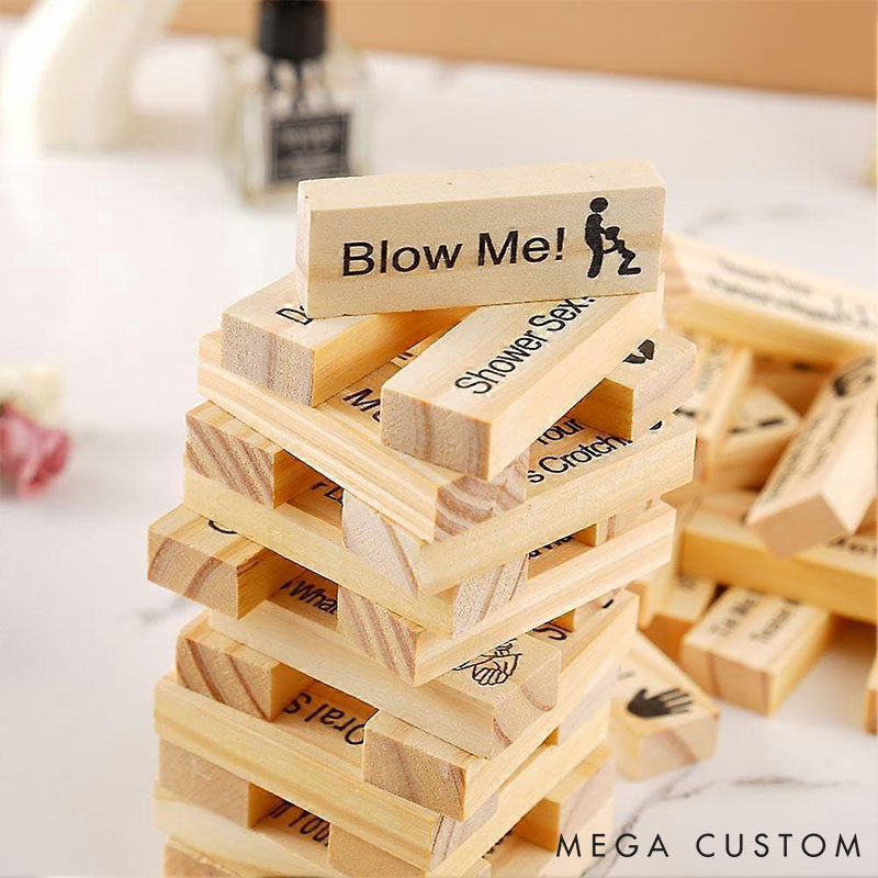 Personalized Couple Date Night Block 48 pcs Tower Game Couple Tumbling Tower Game Funny Adult Drunk Game Anniversary Valentine's Day Gift for Him Her