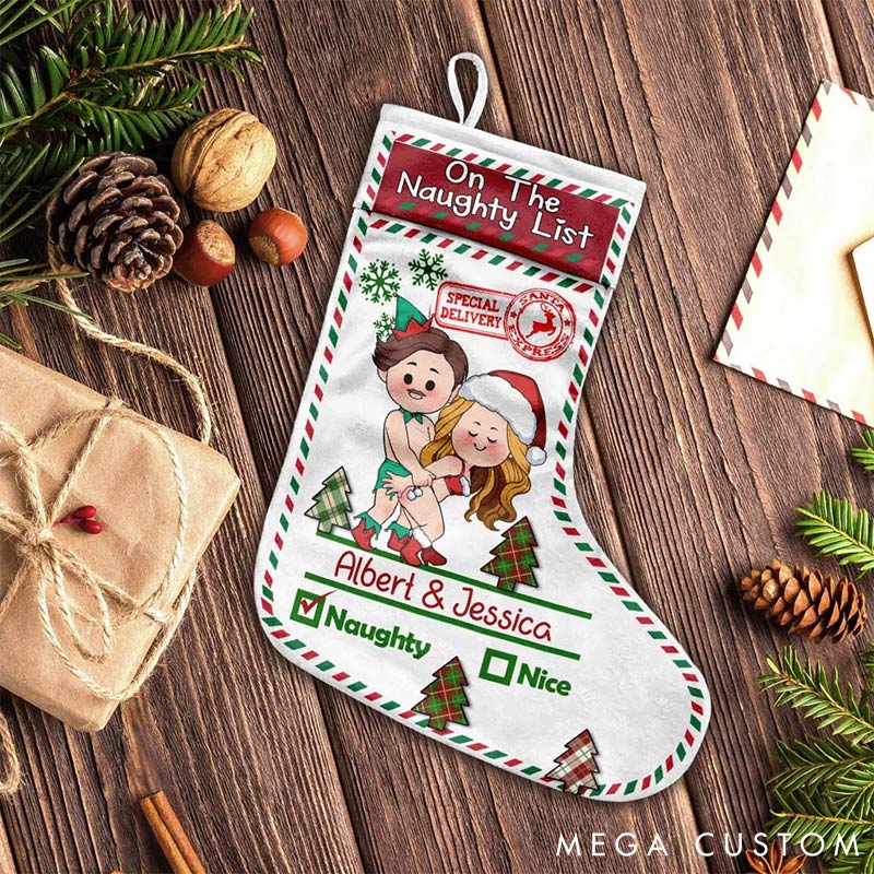 Personalized Couple Naughty or Nice Couple Christmas Stockings Sex Couple Love Position Christmas Stockings Gift for Couple for Husband Wife