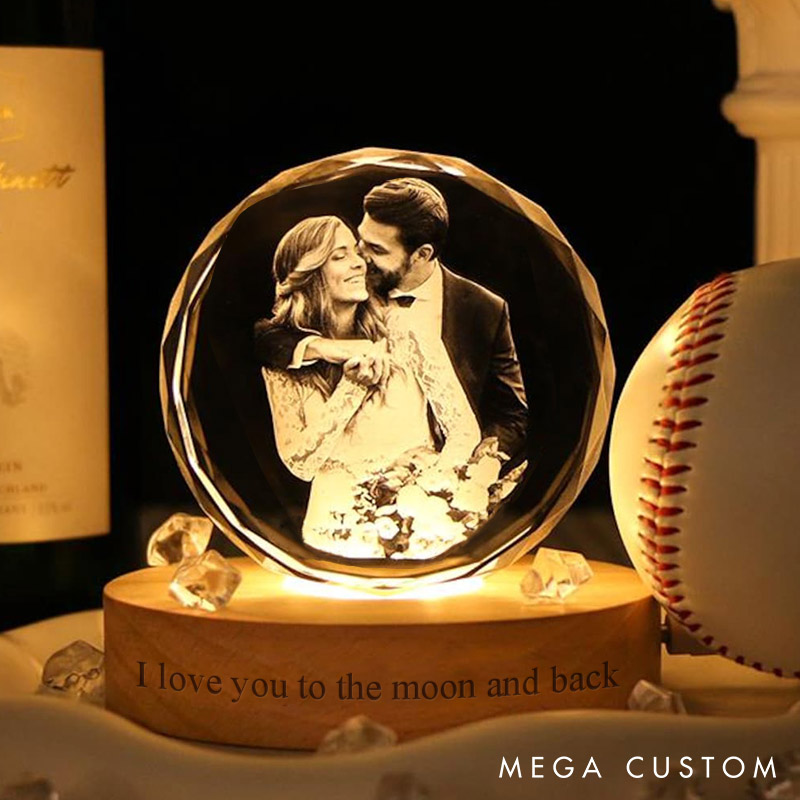 Personalized Couple 3D Crystal Photo Portrait LED Night Light Engraved Crystal Photo With Light Anniversary Valentine's Day Gift for Him Her