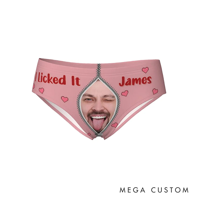 Personalized Boyfriend Husband Face Low-waisted Briefs Women Underwear with Men Face Photo I Licked It Valentine's Day Gift for Girlfriend Wife