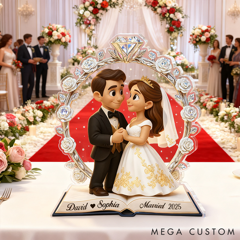 Personalized Couple Wedding Photo Acrylic Plaque Custom Newlyweds Mr and Mrs Plaque from Your Own Picture Our First Christmas Gift for Him Her