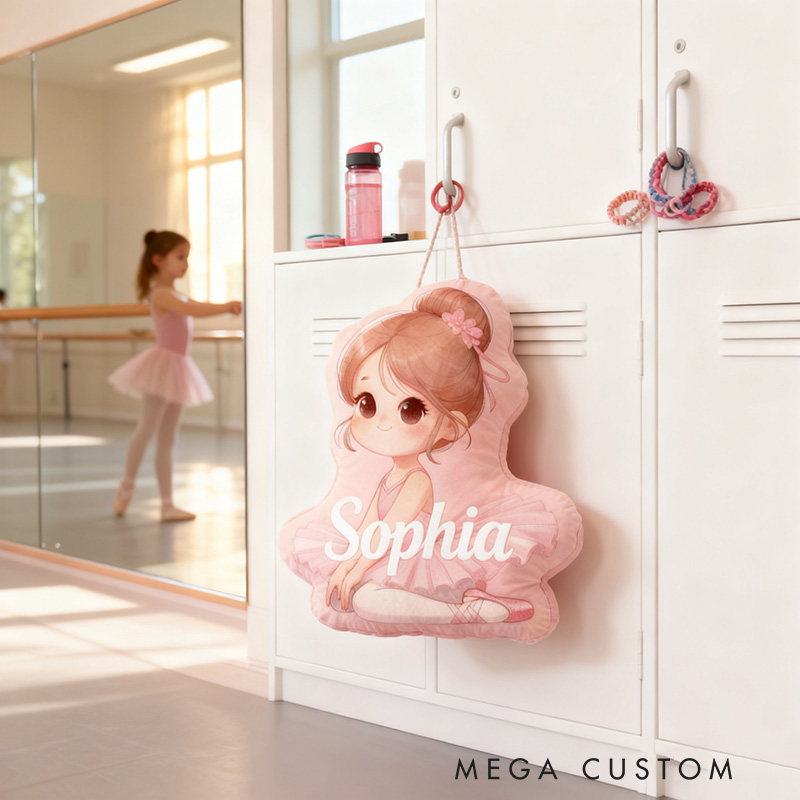 Personalized Ballet Dancer Girl Pillow with Your Name Soft Stuffed Toy for Kids Unique Decorative Cushion for Girls' Room