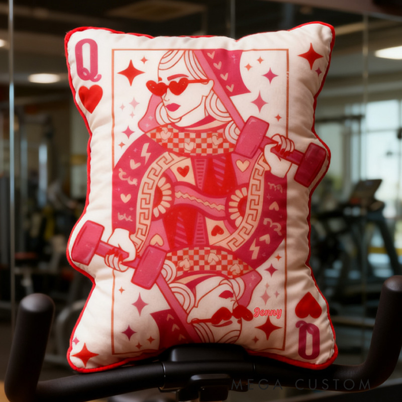 Personalized Graphic 3D Print Pillow Pillow Workout Queen of Hearts Gym Girl Sublimation Design Lift Heavy Shit Gym Rat Weightlifting Pillow for Gym Lovers