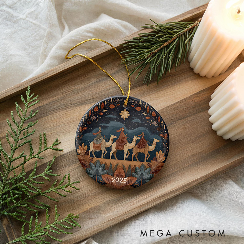 Personalized Three Wise Men Ceramic Ornament with Year Religious Gift Christmas Home Decor Gift Festival Gift