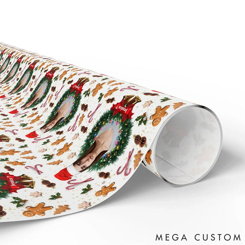 Personalized Funny Christmas Face Photo Cutout Wrapping Paper Unique Photo Gift Xmas Wrap Paper Best Xmas Gift for Boyfriend Girlfriend