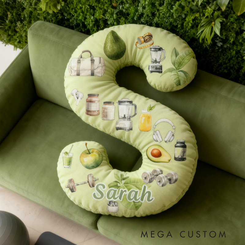 Personalized Graphic 3D Print Healthy Avocado Letter Pillow Exercise Sport Gym Girl Sublimation Design Lift Heavy Shit Gym Rat Weightlifting Pillow for Gym Lovers
