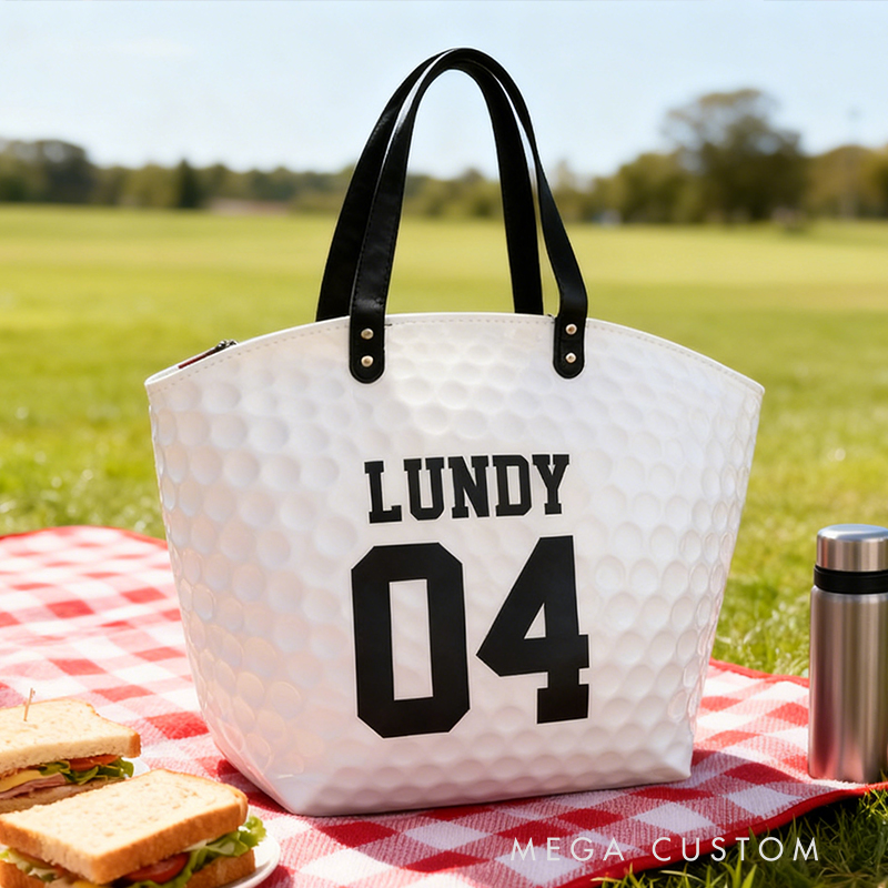 Personalized Golf Ball Texture Tote Bag -  Design, Stylish & Functional for Golf Enthusiasts Custom Name & Number