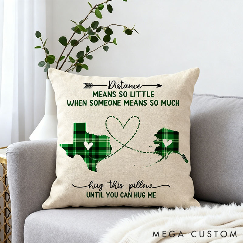 Personalized Long Distance Gift Pillow for Girlfriend Boyfriend Custom State and Photo Pillow Valentines Day Long Distance Gift