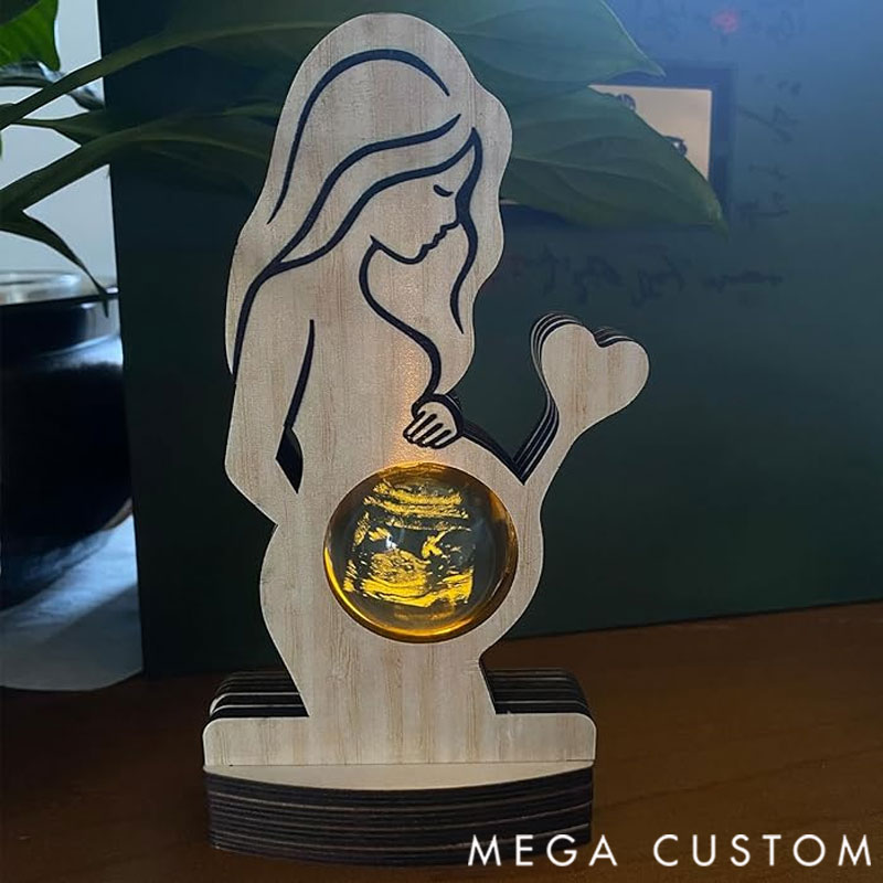 Personalized Baby Ultrasound Photo Frame Sign,Customized B-ultrasound Photo 3d Crystal Ball Light,Pregnant Wife Gifts From Husband,Expecting Mom Gift For Pregnant Friend,Baby Shower Memorial