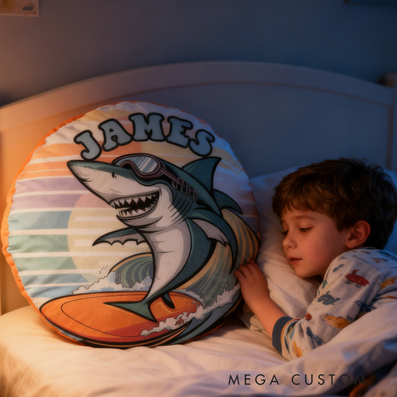 Personalized Suring Shark Pillow Rainbow Throw Pillow Graphic 3D Print Surfing Skateboarding Fitness Decoration Pillow Exercise Sport Pillow for Kids Surfing Skateboarding Lovers