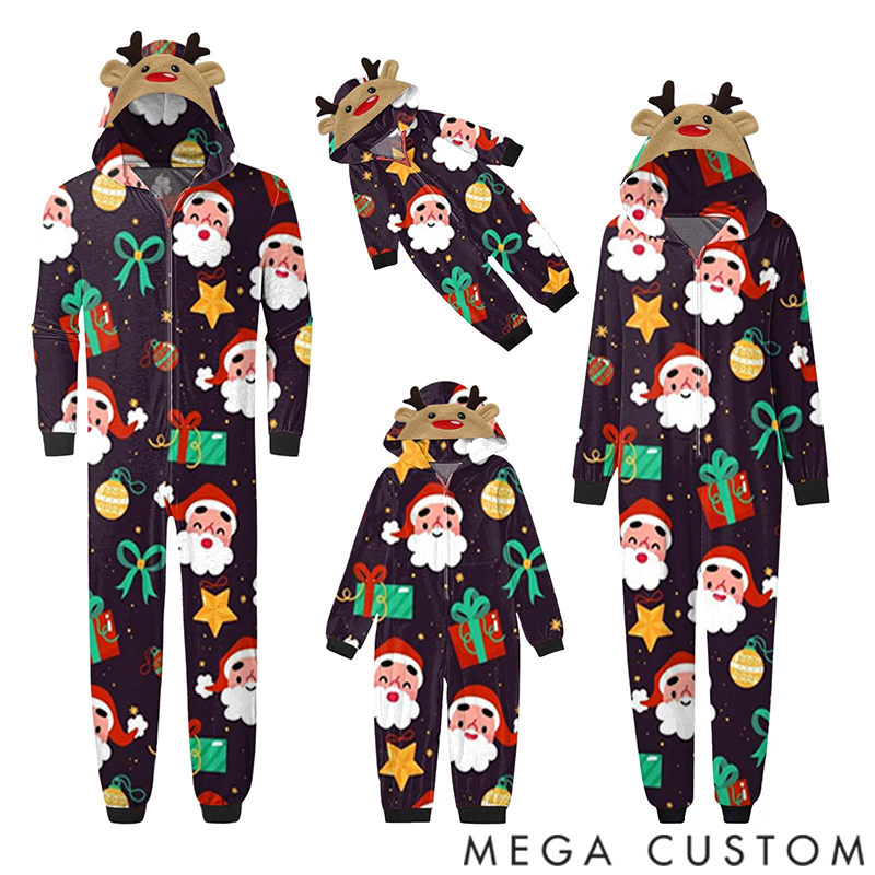 Personalized Matching Family Holiday Christmas Onesies Pajamas Reindeer