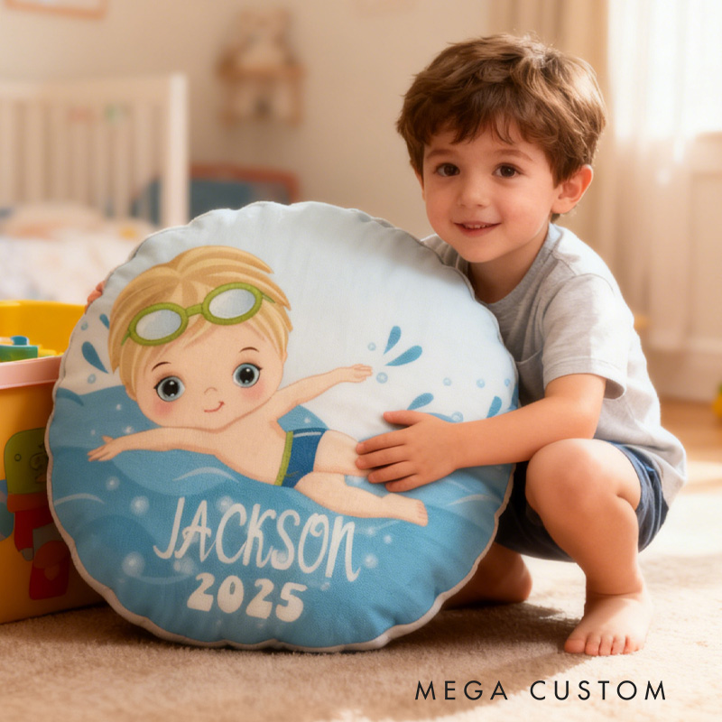Personalized Boys Swimming Pillow Throw Pillow Graphic 3D Print Swimming Fitness Decoration Pillow Exercise Sport Pillow Female Swimmer Holiday Gift Custom Swim Pool Keepsake for Kids or Teens 